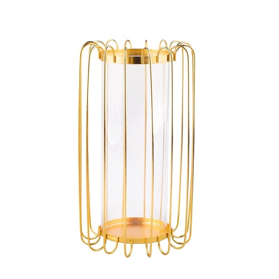Altom, Świecznik metalowy szprosowy ze szklanym wkładem, złoty, 16x16x28 cm ALTOMDESIGN