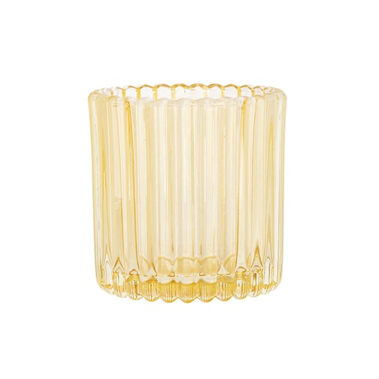 Altom, świecznik szklany 8,5x8,5x9 cm kol. żółty ALTOMDESIGN