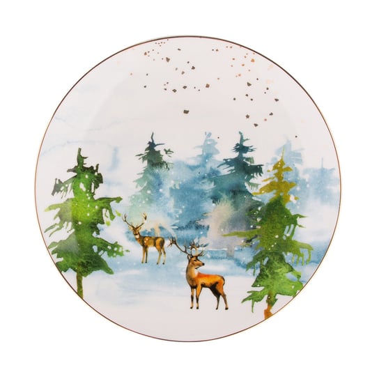 Altom, Talerz deserowy winter forest, 20 cm, dekoracja jeleń ALTOMDESIGN