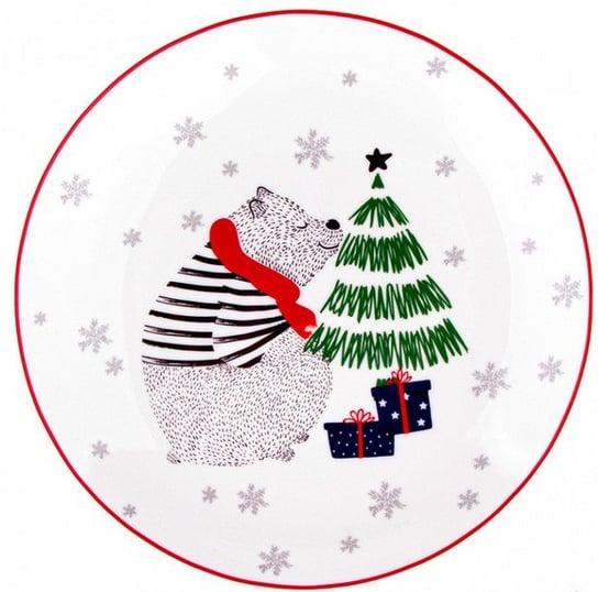 Altom, Talerz deserowy winter friends, 21 cm, dekoracja niedźwiadek ALTOMDESIGN