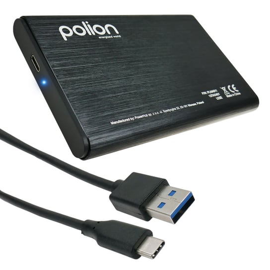 Aluminiowa kieszeń na dysk 2,5" SSD HDD SATA USB 3.0 USB-C | czarna Polion