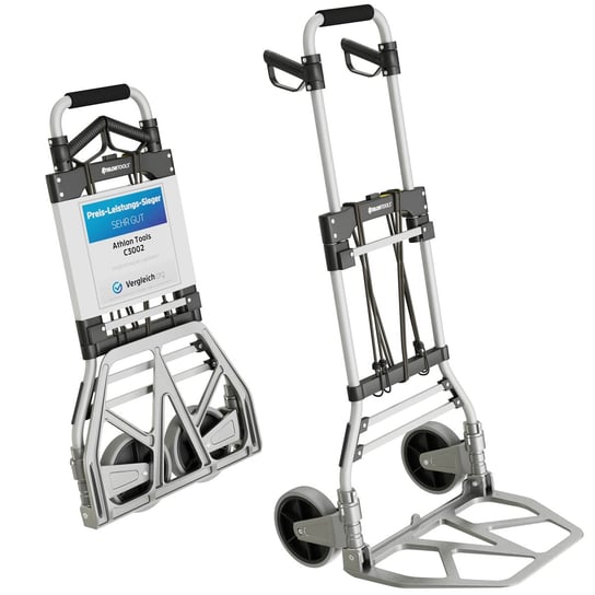 Aluminiowy składany wózek ręczny, płynnie poruszające się kółka z miękkimi bieżnikami, w zestawie 2 linki elastyczne (do ciężkich przedmiotów) Inna marka