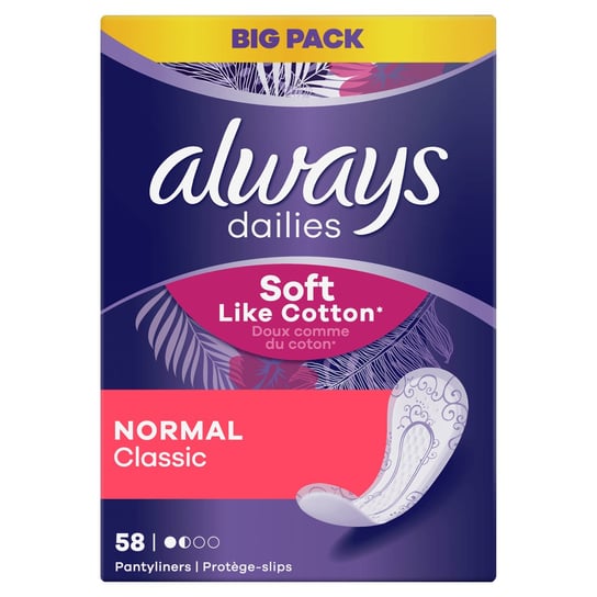 Always, Dailies Classic Soft Like Cotton Normal, Wkładki higieniczne, 58 szt. Always
