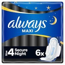 always maxi night secure 4 podpaski ze skrzydełkami 6 sztuk Always