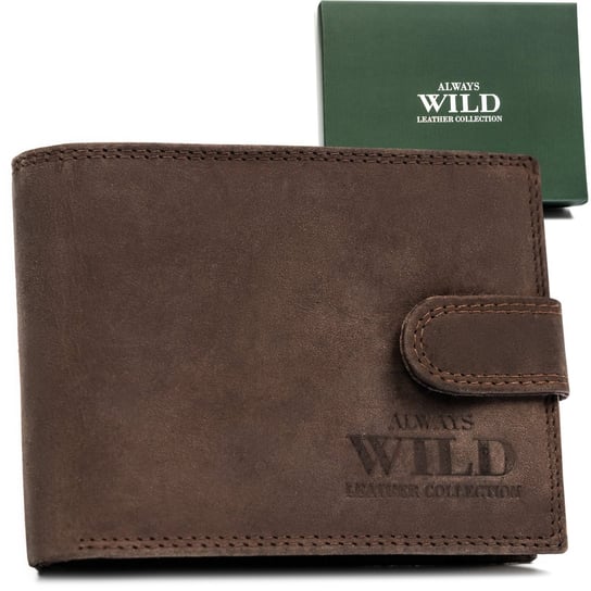 Always Wild brązowy portfel męski ze skóry naturalnej RFID Always Wild