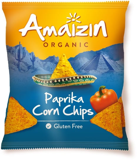 Amaizin, chipsy kukurydziane o smaku paprykowym bezglutenowe bio, 75 g Amaizin
