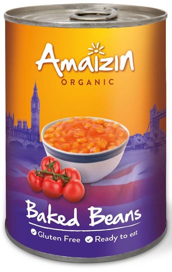 Amaizin, fasolka w sosie pomidorowym (puszka) bezglutenowa bio, 400 g Amaizin