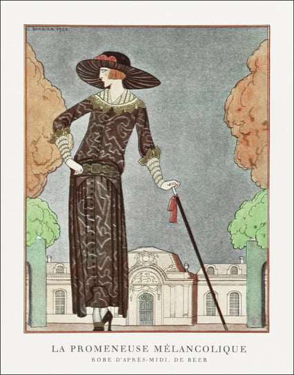 Amalfi. Robe, de Worth from Gazette du Bon Ton No. 7, Pl. 54, George Barbier - plakat 60x80 cm Galeria Plakatu