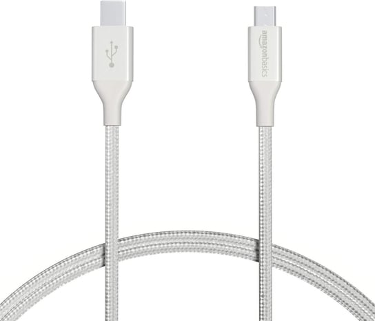 AMAZON Basics Kabel przejściówka USB C - Micro-B 2.0 0,9 M pleciony srebrny Amazon Basics
