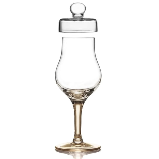 Amber Glass kieliszek degustacyjny do whisky z bursztynową nóżką i pokrywką Amber Glass