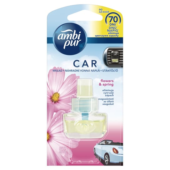 Ambi Pur Car Flowers & Spring Wkład do samochodowego odświeżacza powietrza, 1 sztuka, 7ml Ambi Pur