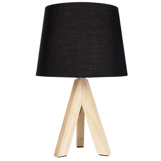 Ambiance Lampa stołowa z kloszem abażurem lampka nocna czarna drewniana 30x14cm Ambiance