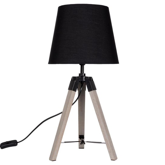 Ambiance Lampa stołowa z kloszem abażurem lampka nocna czarna drewniana 50 cm Ambiance