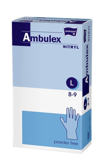 Ambulex Nitryl, rękawice zabiegowe bezpudrowe, niejałowe, rozmiar L, niebieskie, 100 sztuk Ambulex