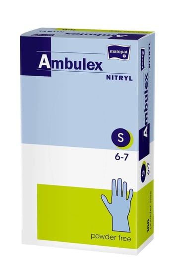 Ambulex Nitryl, rękawice zabiegowe bezpudrowe, niejałowe, rozmiar S, niebieskie, 100 sztuk Ambulex