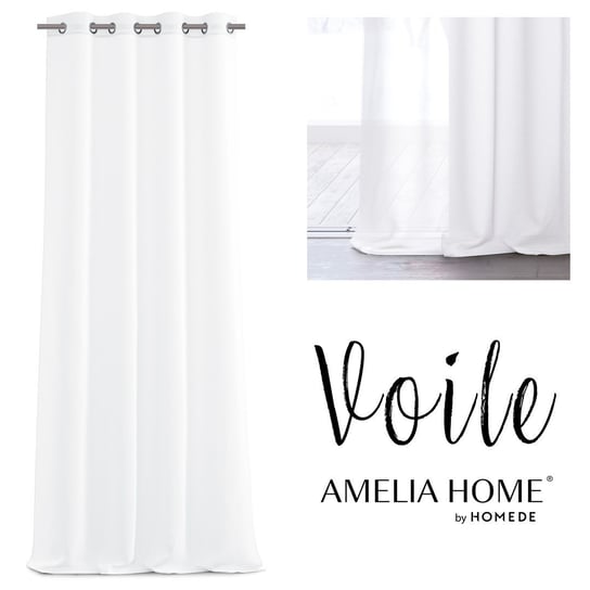 AmeliaHome, Firana Voile na przelotkach, Biały, 300x160 cm AmeliaHome