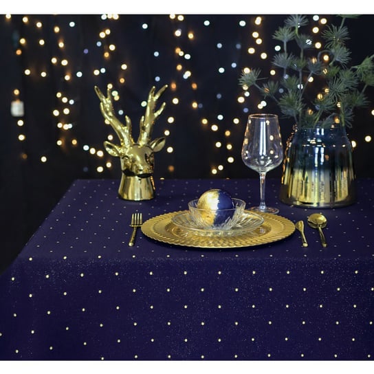 AmeliaHome, Obrus, Delicato Kolor Granatowo, Złoty Styl Nowoczesny, 110x160 cm Homede