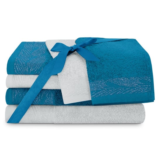 AmeliaHome, Ręcznik Allium niebieski 2*30x50+2*50x90+2*70x130 cm AmeliaHome