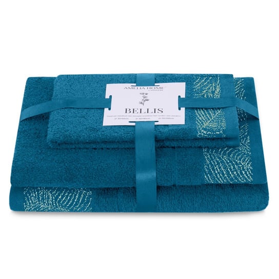 AmeliaHome, Ręcznik Bellis niebieski 30x50+50x90+70x130 cm AmeliaHome