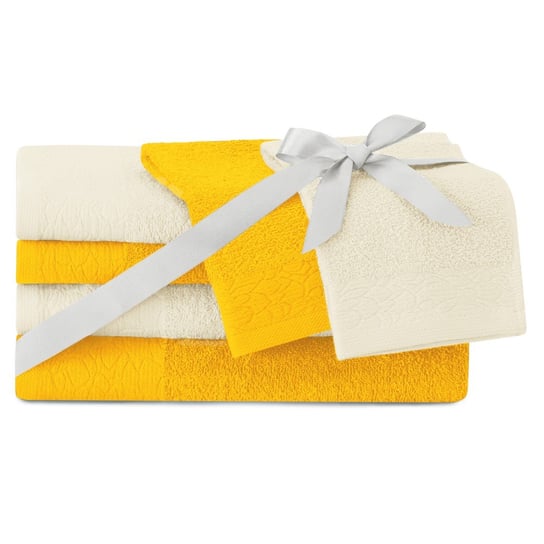 AmeliaHome, Ręcznik Flos żółty 2*30x50+2*50x90+2*70x130 cm AmeliaHome