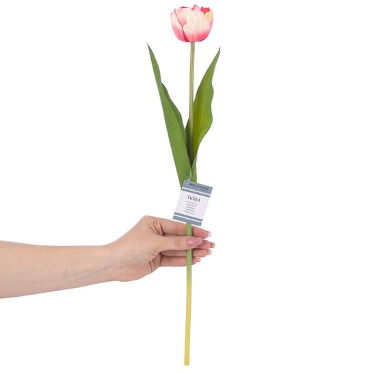 Ameliahome Sztuczny Kwiat Tulipan Tulipi Różowy Biały AmeliaHome
