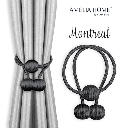 Ameliahome Upinacze Do Zasłon Montreal 2 Szt Czarne AmeliaHome