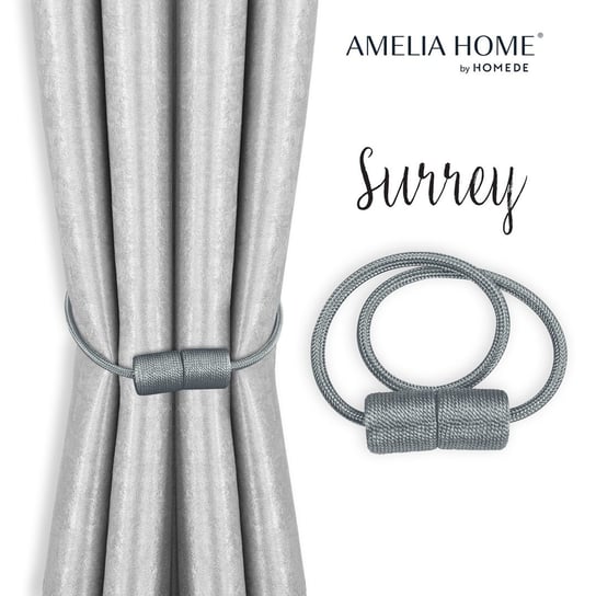 Ameliahome Upinacze Do Zasłon Surrey 2Szt Szare AmeliaHome