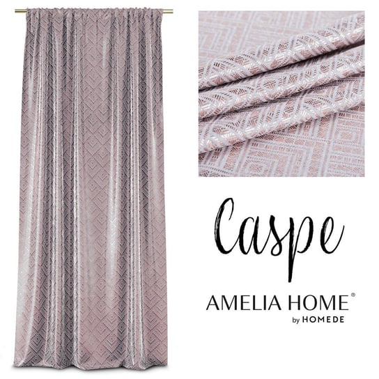 AmeliaHome, Zasłona CASPE, szary drukowany styl glamour taśma blackout suede shine, 140x250 cm AmeliaHome