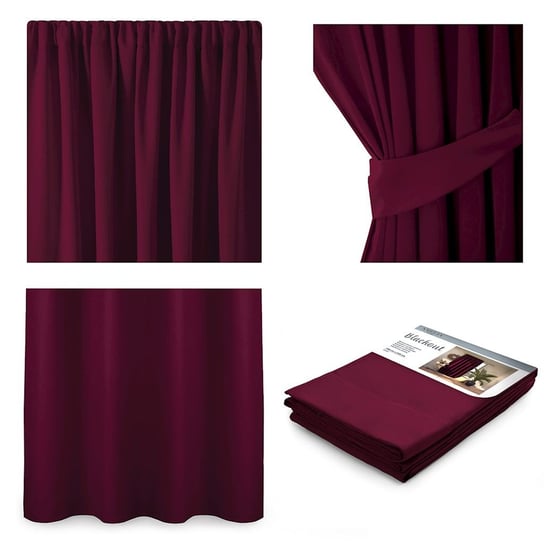 AmeliaHome Zasłona na taśmie 140X245 BORDO 1szt. AmeliaHome