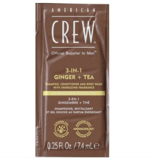 American Crew 3-in-1 Szampon, Żel Pod Prysznic I Odżywka W Jednym Ginger+ Tea, 7,4ml American Crew