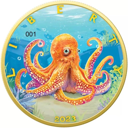 Amerykański Orzeł Colours of Paradise Octopus 1 uncja Srebra 2023 Inna marka