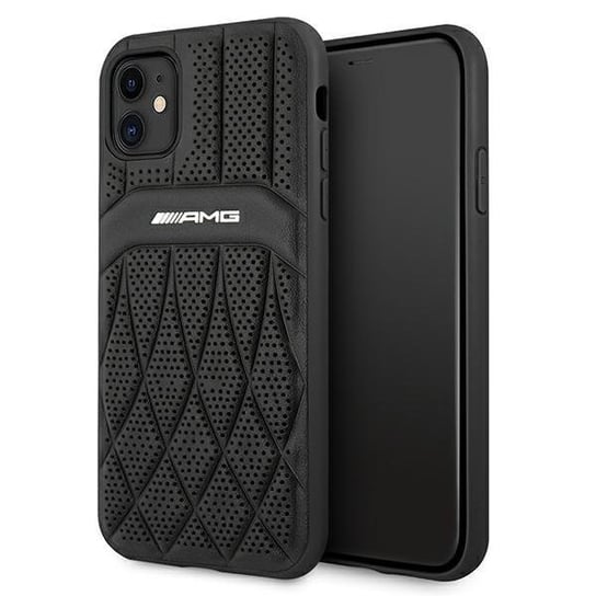 AMG AMHCN61OSDBK iPhone 11 6,1" czarny/black hardcase Leather Curved Lines Mercedes