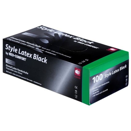 Ampri, Style Latex Black, Rękawiczki Bezpudrowe Czarne,  L, 100szt. Ampri