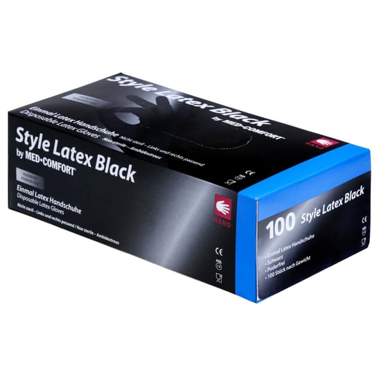 Ampri, Style Latex Black, Rękawiczki Bezpudrowe Czarne,  M, 100szt. Ampri