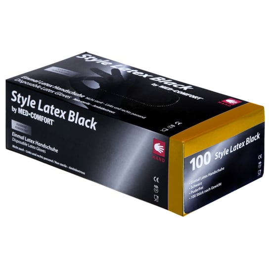 Ampri, Style Latex Black, Rękawiczki Bezpudrowe Czarne, XL, 100szt. Ampri