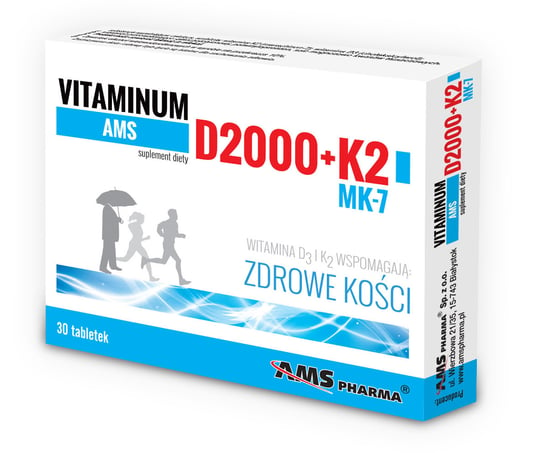 AMS Vitaminum D2000 + K2 MK7, suplement diety, 30 tabletek AMS Pharma