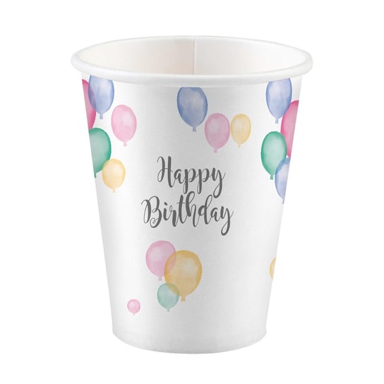 Amscan, kubki Happy Birthday Pastel, papierowe, 250 ml, 8 szt. Amscan