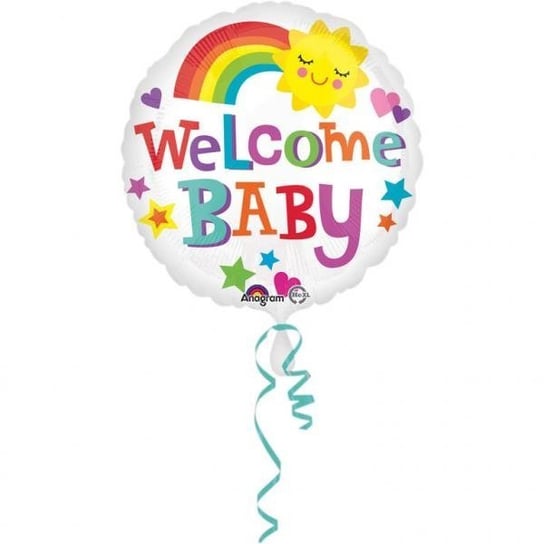 AMSCAN, Standard "Welcome Baby Bright & Bold" Foil Balloon Round, S40, packed, 43cm AMSCAN