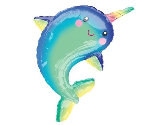 AMSCAN, Supershape Happy Narwhal Foil Balloon P35 packaged 73cm x 99cm Amscan