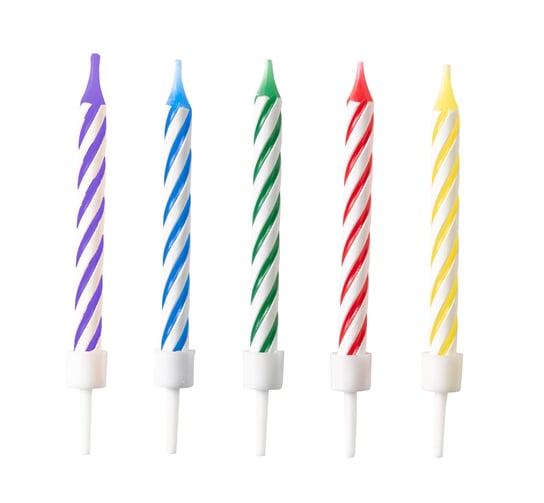 Amscan, świeczki urodzinowe, BrightRainbow, 10 sztuk AMSCAN