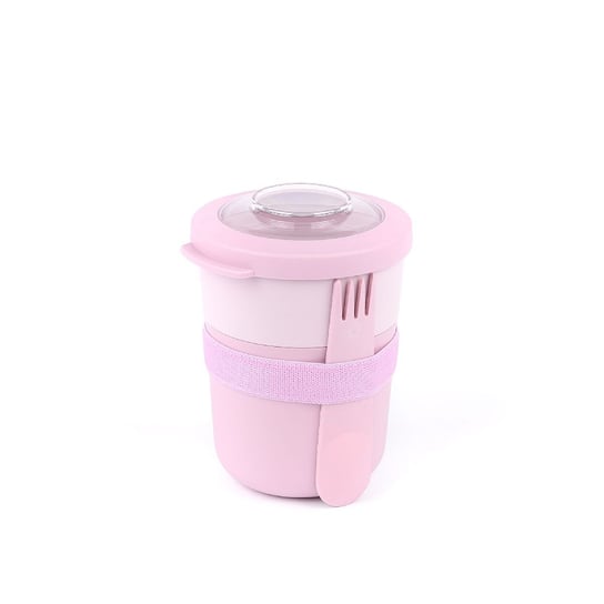 Amuse Pojemnik na jogurt 2 w 1 ze sztućcem i gumką różowy Inna marka
