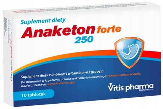 Anaketon Forte, 250 imbir witamina B nudności, 10 tab. Vitis Pharma