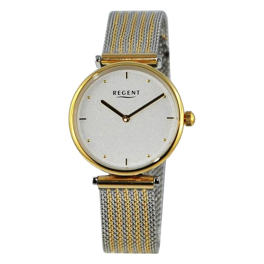 Analogowy damski zegarek na rękę Regent metalowa bransoleta srebrno-złoty UR2212502 Regent