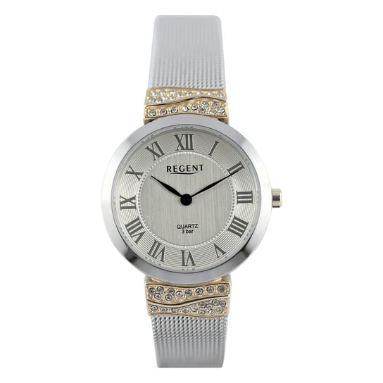 Analogowy damski zegarek na rękę Regent metalowa bransoleta srebrno-złoty UR2214009 Regent
