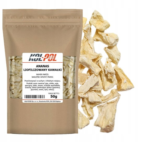 ANANAS LIOFILIZOWANY 50g Kawałki naturalne Owoce liofilizowane Kol-Pol ...