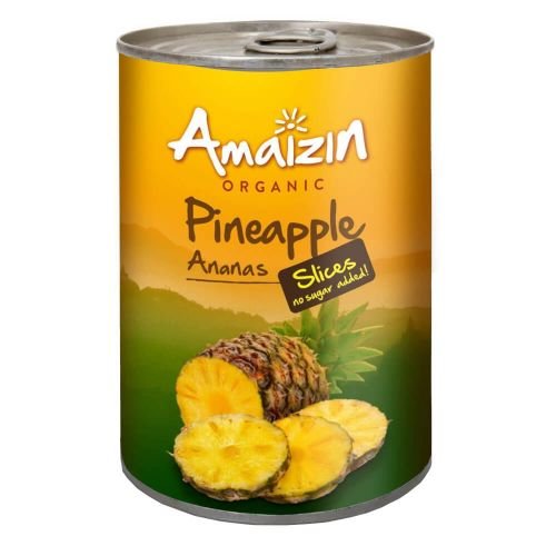 ANANAS PLASTRY W SOKU WŁASNYM (PUSZKA) BIO 400 g - AMAIZIN Amaizin