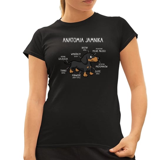 Anatomia jamnika - damska koszulka na prezent Koszulkowy