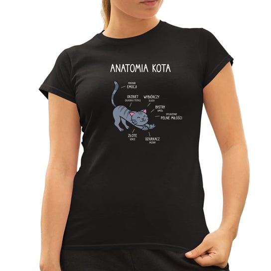 Anatomia kota - damska koszulka na prezent dla miłośnika kota Koszulkowy