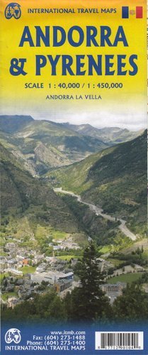 Andora, Pireneje. Mapa 1:40 000 / 1:450 000 ITMB Publishing