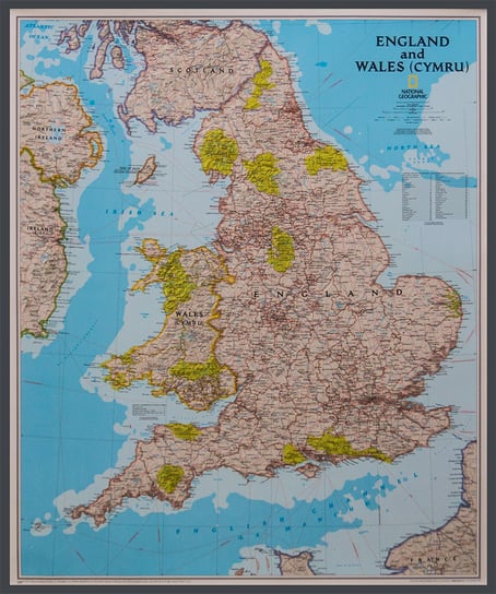 Anglia i Walia. Mapa ścienna polityczna na podkładzie do wpinania - pinboard, 1:868 000, National Geographic Opracowanie zbiorowe
